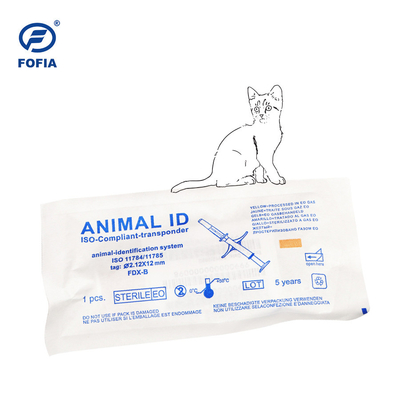 RFID Animal ID Tracking Microchip Pets Injection ICAR Certified With 4 Barcode Stickers