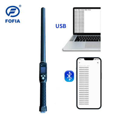 Custom ISO FDX-B HDX 30,000 Records Handheld Stick RFID Reader For Cattle Livestock Ear Tag Microchip Long Range Plastic