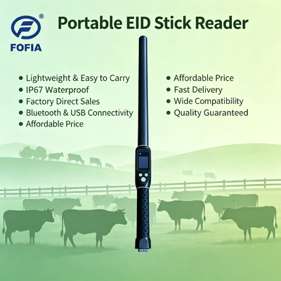 RFID Stick Reader with OLED Screen 3 Button User Interface and Built In Buzzer for Easy Operation in Livestock Management