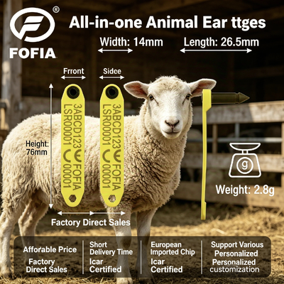 High-Temperature Resistant Anti-Shedding RFID Electronic Ear Tag For Sheep With TPU Material