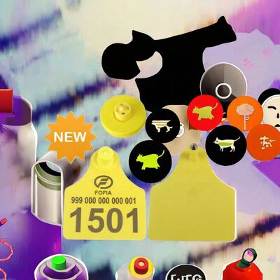Custom FDX-B HDX 134.2khz Lf EM4305 round TPU RFID Animal Ear Tag Livestock Electronic Eartags for Cattle Pig Sheep COW