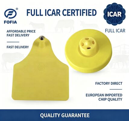 Full ICAR ET908+T905 Waterproof RFID TPU Yellow Animal Ear Tags FDX-B 134.2Khz EM4305 Chips Cattle