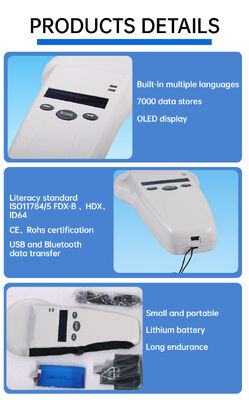 Waterproof RFID Handheld Reader With 128x32 OLED Screen USB ForPlastic Long-Range Solution For Pet And Farm & Ranch Use 125khz