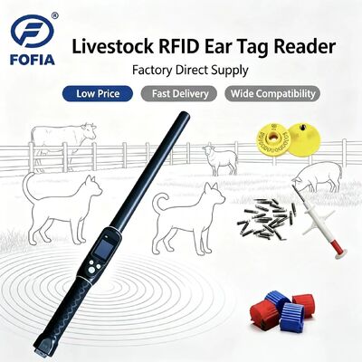 Durable Waterproof Long Range 134.2kHz RFID Ear Tag Reader ISO11784/5 Protocol 30-100cm Reading Distance PVC