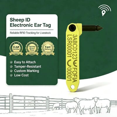 Waterproof Fofia High-Temperature Resistant Integrated Anti-Shedding Electronic T969 Yellow Sheep RFID Ear Tag TPU Material RF