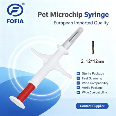 Fofia 2026 New Hot Selling RFID 134.2kHz PP Material Animal ID Microchip Waterproof Farm Use Pet Injection 1.5 Year RFID Ear Tag