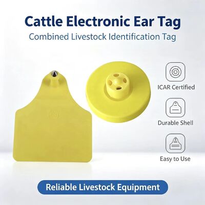 FOFIA New Full ICAR LF Durable Waterproof RFID TPU Yellow Animal Ear Tags ET908+T905 EM4305 Chips 5 Year Warranty Cattle 14.5mm