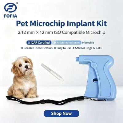 Fofia New Hot Selling RFID Separate Reusable134.2kHz Animal ID Microchip ZS005 Blue Waterproof Pet Use Injection 1.5 Year