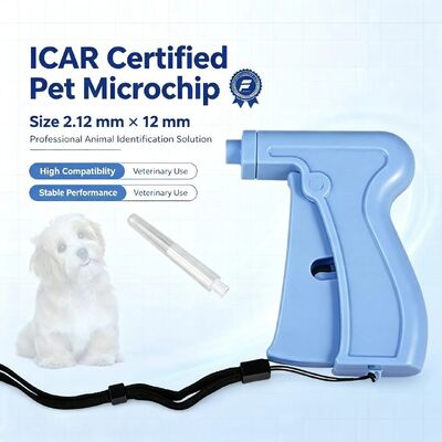 Fofia RFID 134.2kHz ICAR Certified Split Type Animal ID Microchip 2.12*12mm Model ZS005 Blue Waterproof Material New 1.5 Year