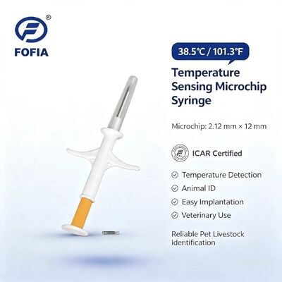 ICAR Certificated Fofia New Temperature-sensing Hot Microchip RFID Bio-glass White HT001 Animal ID Waterproof Dog Cat Pets 1.5