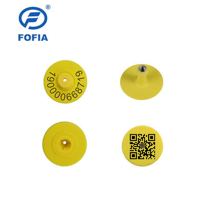 New UHF Electronic Waterproof RFID TPU 5.7mm Yellow Animal Ear Tags ET933+T901 Chips 5 Year Warranty Fofia Cattle Use Made