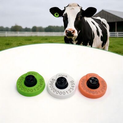 FOFIA New Full ICAR Durable Waterproof RFID TPU Yellow Ear Tags LF ET908+T905 Farm Chips 5-Year Warranty Cattle 14.5mm