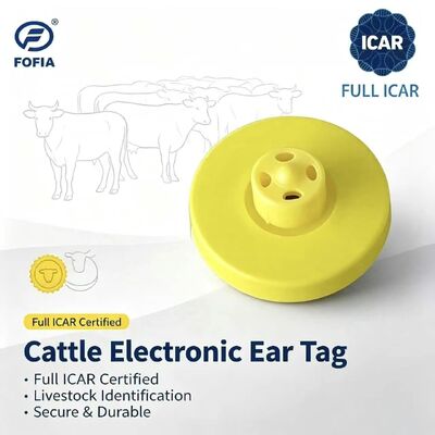 New Full ICAR LF Waterproof RFID TPU Yellow Animal Ear Tags 14.5mm ET908+T901 Chips 5 Year Warranty Fofia Cattle Use