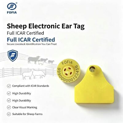 Fofia ET957+T967 Sheep Goat Cattle Combination Electronic Animal Tracking Ear Tag New RFID TPU Laser Coding 3 Year