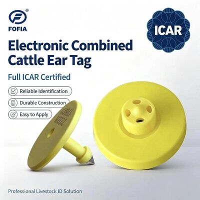 New Waterproof Fofia Full ICAR Certified ET908 Yellow RFID TPU Cow Ear Tag 1.5 Year Warranty Animal Tracking for Pig & Sheep