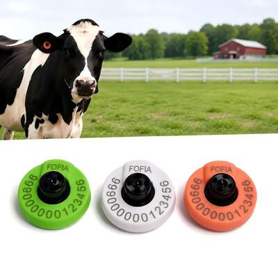 New Waterproof Fofia Full ICAR Certified ET908 Yellow RFID TPU Cow Ear Tag High Quality 1.5 Year Warranty Animal Pig Sheep