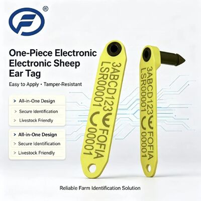 New Fofia High-Temperature Resistant Integrated Anti-Shedding Laser-Coded Electronic ET969 Yellow Sheep RFID Ear Tag TPU Animal