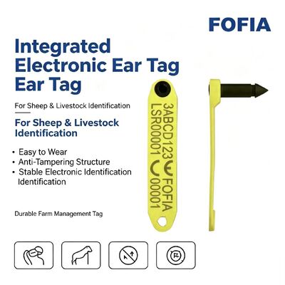 New Fofia High-Temperature Resistant Integrated Anti-Shedding Electronic Laser-Coded ET969 Yellow Sheep RFID Ear Tag TPU Animal