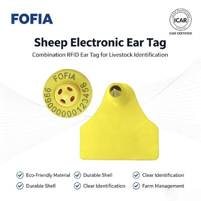 Fofia ET957+T967 Sheep Goat Combination Electronic Animal Tracking Ear Tag New RFID TPU Laser Coding 3-Year Warranty Farm