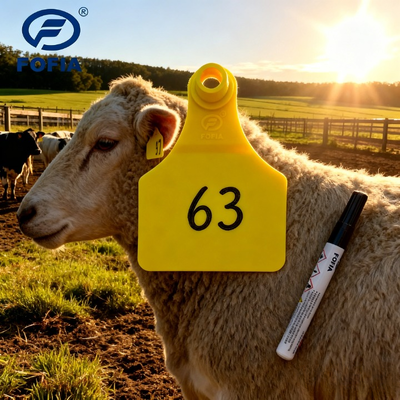 FOFIA New Plastic Cow & Pig Farm Livestock Identification Marker Waterproof Ear Tags with Mark Pen Black Ink 1 Year Warranty