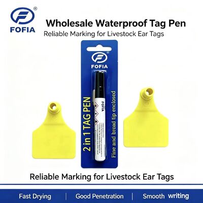 FOFIA New Plastic Livestock Identification Marker Waterproof Animal Ear Tags with Mark Pen and Black Ink 1 Year Warranty