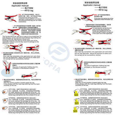 Red Metal New Livestock Ear Tag Applicator Pliers for Pig Farm Animal Identification