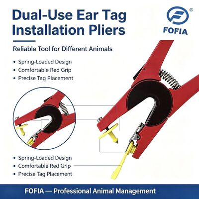 New FOFIA Red Aluminum Alloy RFID Farm Animal Ear Tag Applicator with Laser Coding for Cow Pig Sheep & Horse Ear Tags