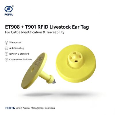 New Full ICAR Waterproof RFID LF TPU Yellow Ear Tags 14.5mm EM4305 Chips 5 Year Warranty Cattle Farm Use Fofia
