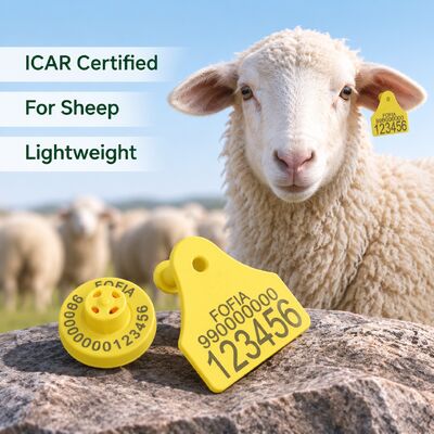 FULL ICAR Certified 134.2KHz FDX-B RFID TPU Material Yellow Sheep & Cattle Ear Tag New 5 Year Warranty Combination Fofia