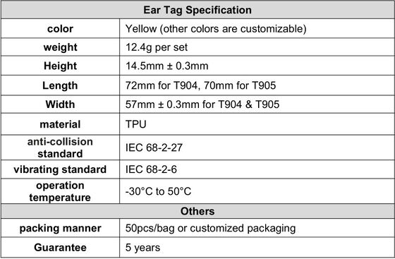 ICAR T904+T905 Combination Cattle Pig Animal Ear Tag New High Quality RFID Plastic TPU 70*57mm Laser Coding Farm 3 Year Warranty