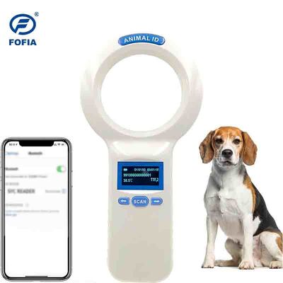 FOFIA Durable Plastic PT200 RFID Handheld Reader 128x64 OLED Screen IS011784/5 Protocol Long-Range Reading White 134.2kHz USB