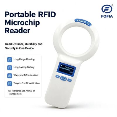 Waterproof Plastic FOFIA PT200 RFID Card Reader 128x64 OLED Screen Long Distance Reading (10-20m) ISO11784/5 Protocol 860-960mhz