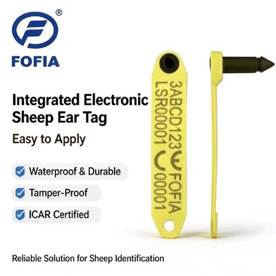 New Fofia High-Temperature Resistant Integrated Anti-Shedding Laser-Coded Electronic ET969 Yellow Sheep RFID Ear Tag 1.5-Year