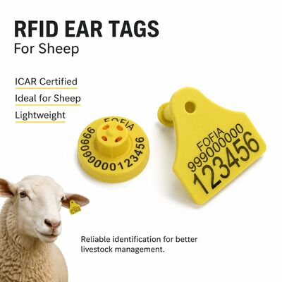 Fofia ET957+T967 Sheep Goat Cattle Pig Combination Animal Tracking Ear Tag New RFID TPU Plastic Laser Coding 3-Year Warranty