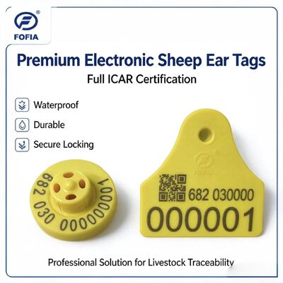Fofia ET957+T967 Cow/Sheep/Goat Combination Electronic Animal Tracking Ear Tag New RFID TPU Laser Coding 3-Year Warranty Farm