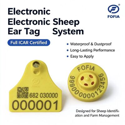 FULL ICAR Certified 134.2KHz FDX-B RFID TPU Material Yellow Sheep Cattle Ear Tag New Livestock Tracking ET957+T967 Fofia 5 Year