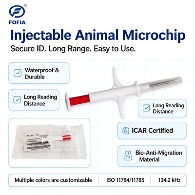 Fofia RFID Injectable Animal Microchip 134.2 kHz ISO 11784 11785 Waterproof 2.12 X 12 mm Pet Identification