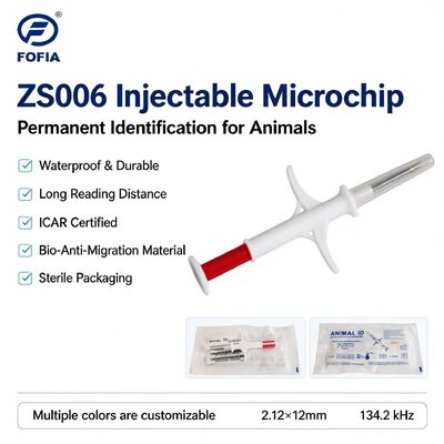 Fofia ZS006 134.2 kHz RFID Injectable Animal Microchip 2.12 X 12 mm IP67 Waterproof ICAR Certified Pet Cattle Rabbit ID