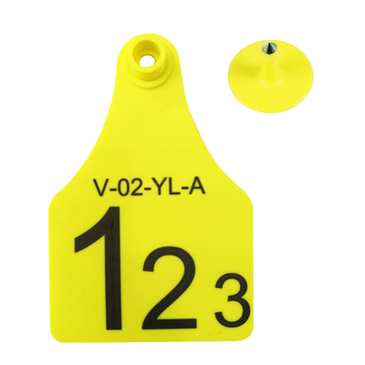 Yellow Animal RFID Ear Tag , Rfid Cattle Tags With Laser Printer For Cow