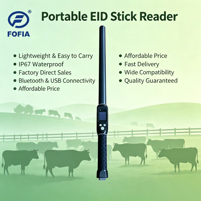 RFID Stick Reader with OLED Screen 3 Button User Interface and Built In Buzzer for Easy Operation in Livestock Management