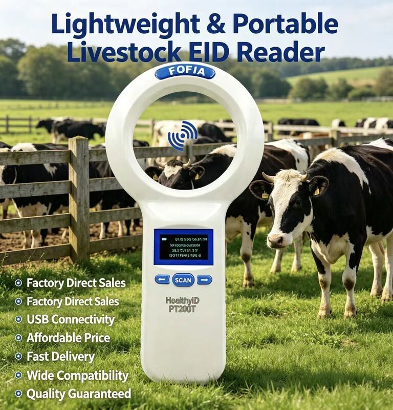 Portable RFID Microchip Scanner with Rechargeable Lithium Battery for Fast Animal Identification and Veterinary Tracking