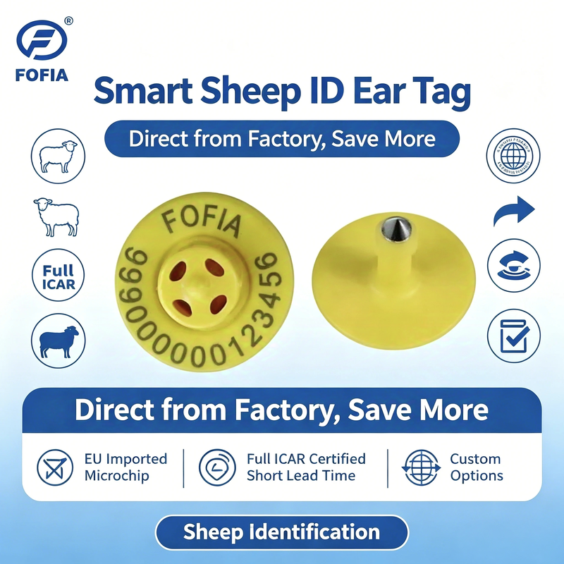 ICAR Certified TPU Material Electronic Ear Tags for Livestock with 350N Tension