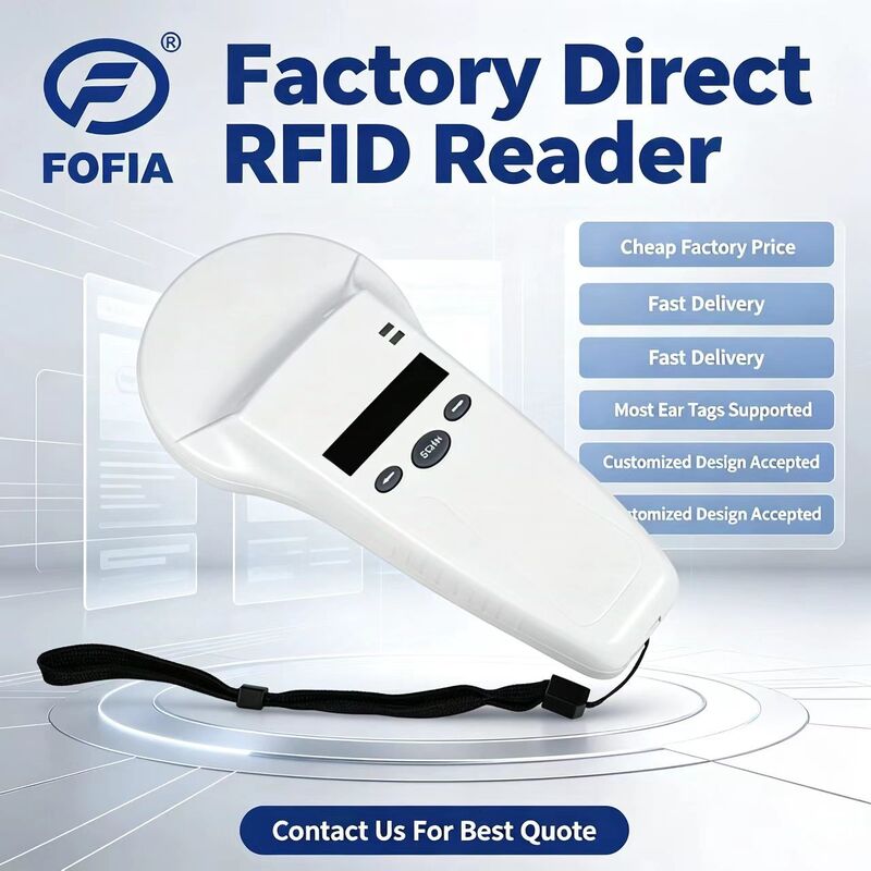 Waterproof RFID Handheld Reader With 128x32 OLED Screen USB ForPlastic Long-Range Solution For Pet And Farm & Ranch Use 125khz