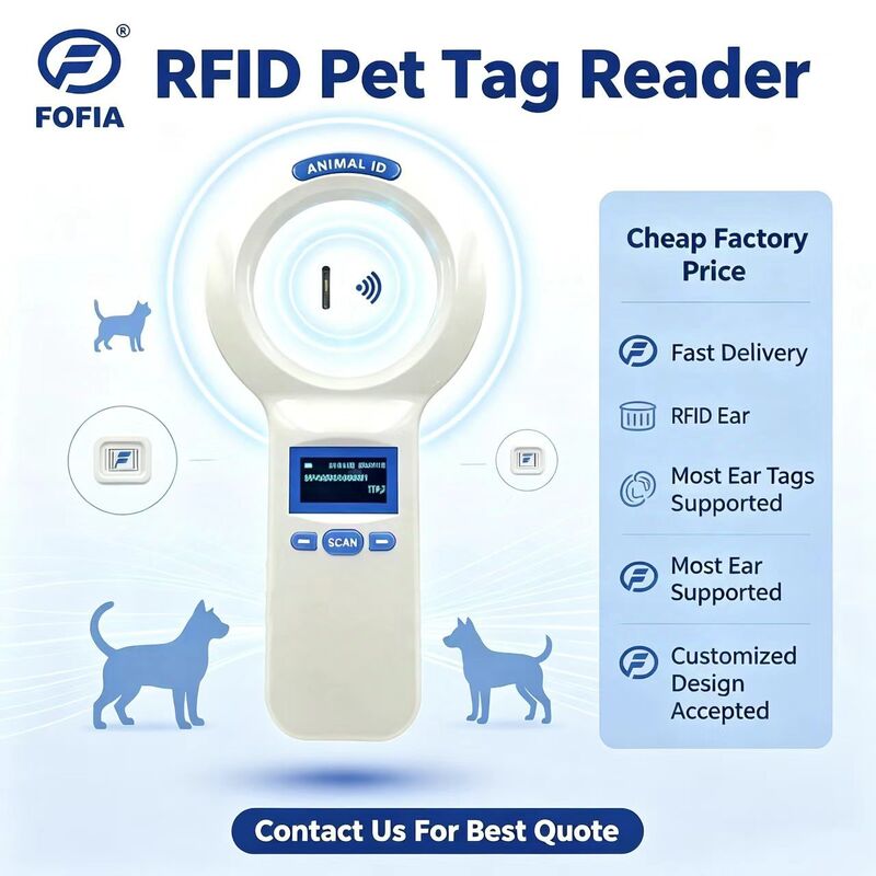 Durable Plastic PT200 RFID Handheld Reader With 128x64 OLED Screen ISO11784/5 Protocol Long Range Reading For Pets And Farm  Use