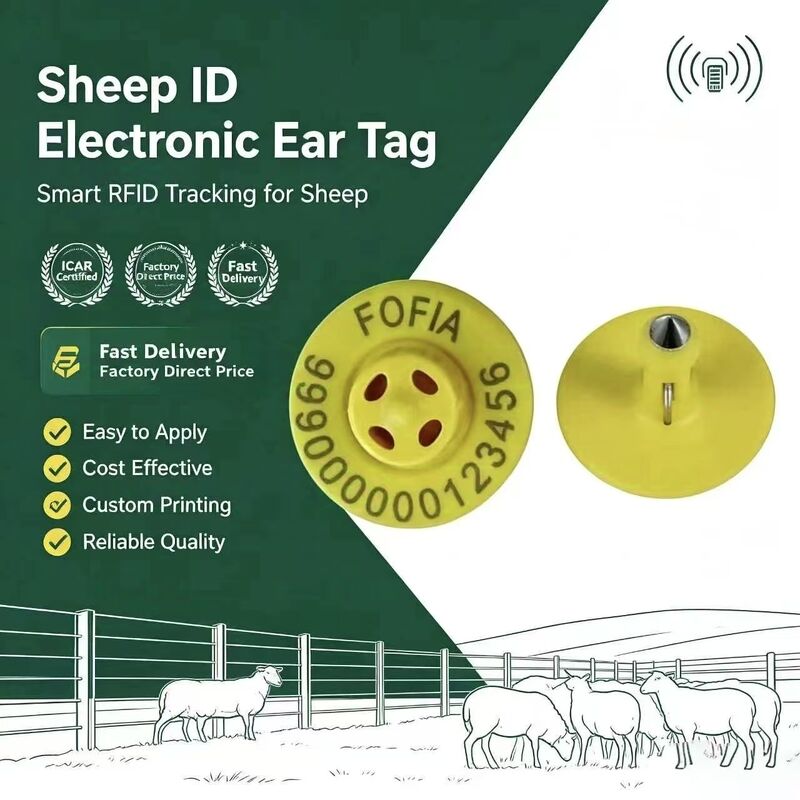 134.2kHz TPU Electronic Ear Tag with 10cm Read Range for Pigs Cattle Sheep