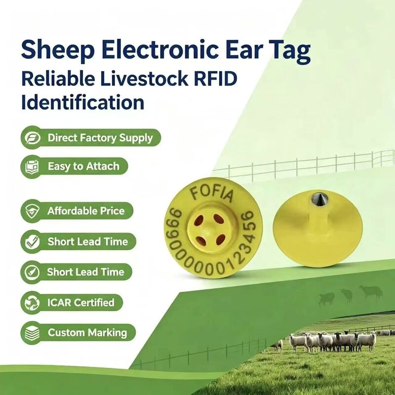 High Quality New OEM ET957 134.2kHz TPU Animal Electronic Ear Tags for Pigs Cattle Sheep-10cm Read Range -20~80C 29.90.3mm