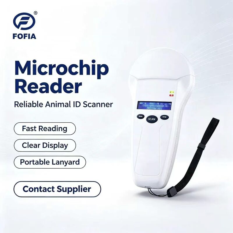 Durable FOFIA PT580 RFID Handheld Reader 125kHz/134.2kHz ISO11784/5 128x32 OLED Screen 10-20m Reading Distance USB/for Pet