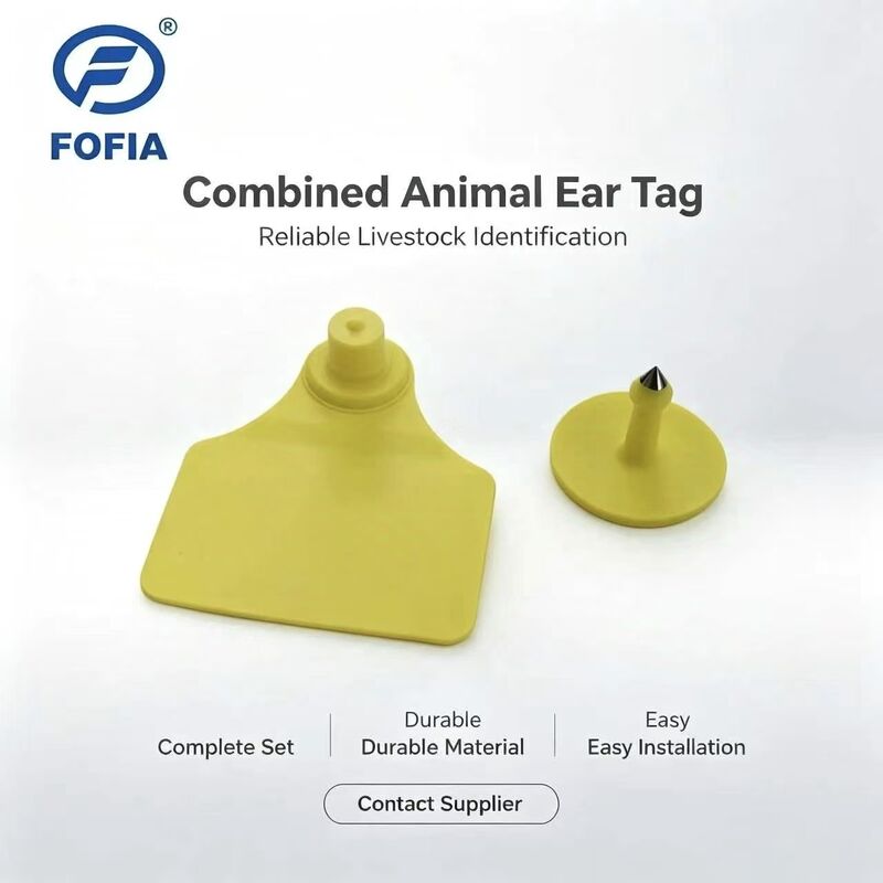 ICAR T904+T901 Animal Tracking Combination Ear Tag Chip Cattle New High Quality RFID TPU Laser Coding 3 Year Warranty