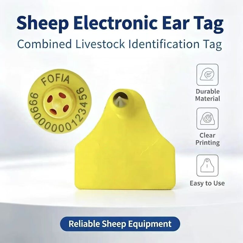 Fofia ET957+T967 Sheep & Goat Combination Electronic Tracking Ear Tag New High Quality RFID TPU Laser Coding 3 Year Warranty