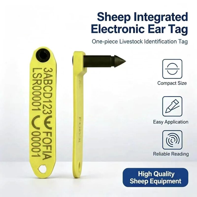 New Fofia High-Temperature Resistant Integrated Anti-Shedding Electronic T969 Yellow Sheep RFID Ear Tag Built-in TPU Material RF